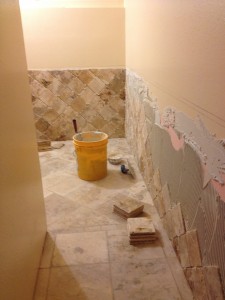 tile floor & wainscot wall